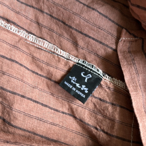 XL Lagenlook dress from a boutique in Seoul Korea. Dusty pink/tan w pinstripes - Picture 12 of 16